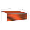 vidaXL Toldo retr&aacute;til autom&aacute;tico com estore 4,5x3 m laranja/castanho