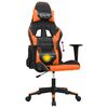vidaXL Cadeira gaming massagens couro artificial preto e laranja