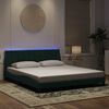 vidaXL Estrutura de cama com LED sem colch&atilde;o Hanko 180x200 cm veludo verde-escuro