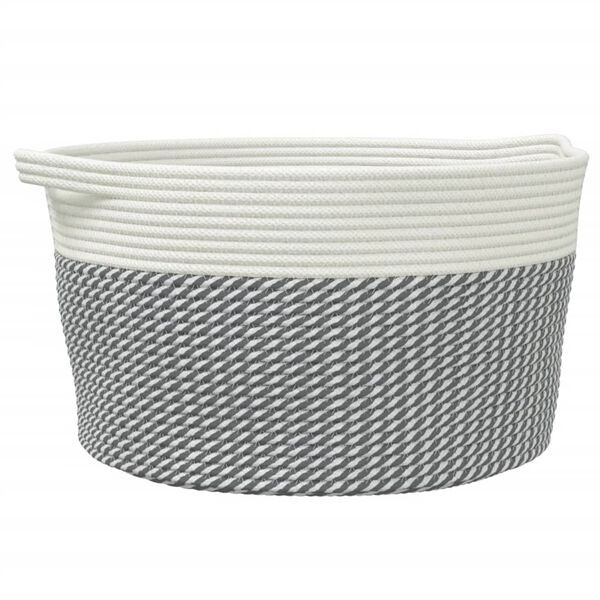 vidaXL Cesto de arruma&ccedil;&atilde;o &Oslash;45x25 cm algod&atilde;o cinzento e branco