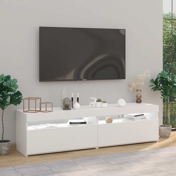vidaXL M&oacute;veis de TV com luzes LED 2 pcs 75x35x40 cm branco brilhante