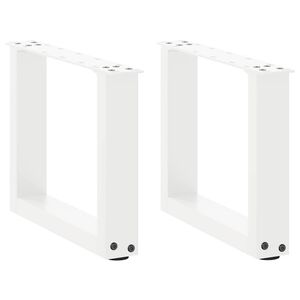 vidaXL P&eacute;s para mesa de centro em formato de U, 2 pe&ccedil;as, branco, 30x(30-31) cm, a&ccedil;o