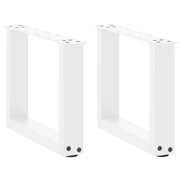 vidaXL P&eacute;s para mesa de centro em formato de U, 2 pe&ccedil;as, branco, 30x(30-31) cm, a&ccedil;o