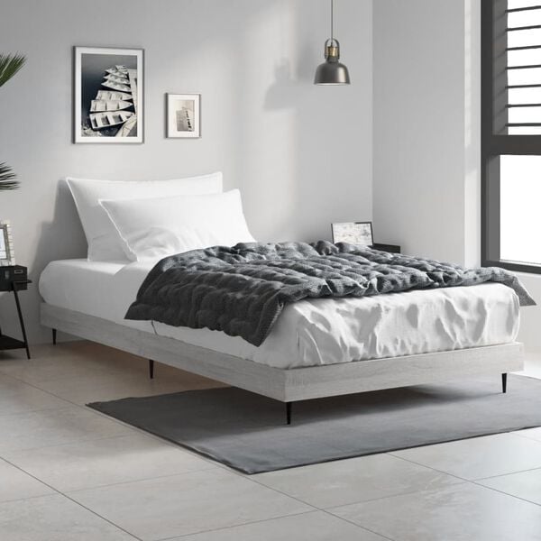vidaXL Estrutura cama 100x200 cm derivados de madeira cinzento sonoma