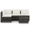 vidaXL 5 pcs conj. lounge jardim + almofad&otilde;es madeira impreg. cinzento