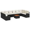 vidaXL Conjunto de Sof&aacute; de Jardim 11 unid. Preto e Creme vime PE