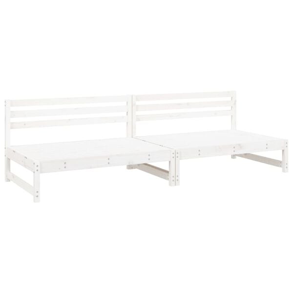 vidaXL Sofás de centro para jardim 2 pcs 120x80 cm pinho maciço branco