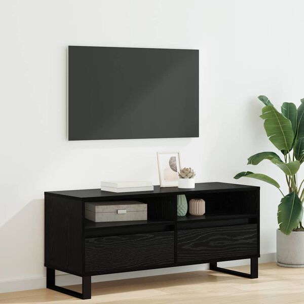 vidaXL Gabinete para TV com gaveta Carvalho Preto 100 x 34,5 x 44,5 cm