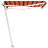 vidaXL Toldo retr&aacute;til manual com LED 300x250 cm laranja e castanho