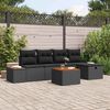 vidaXL Conjunto de Sof&aacute; de Jardim 6 pcs Preto Rattan Sint&eacute;tico