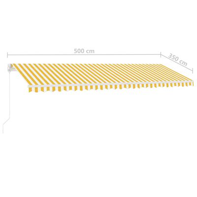 vidaXL Toldo retrátil manual com LED 500x350 cm amarelo e branco