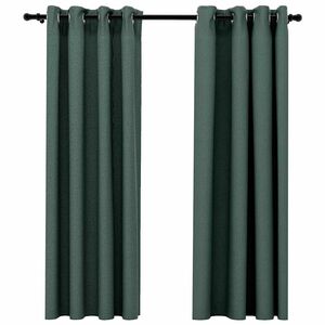 vidaXL Cortinas opacas aspeto linho c/ ilh&oacute;s 2 pcs 140x175 cm verde