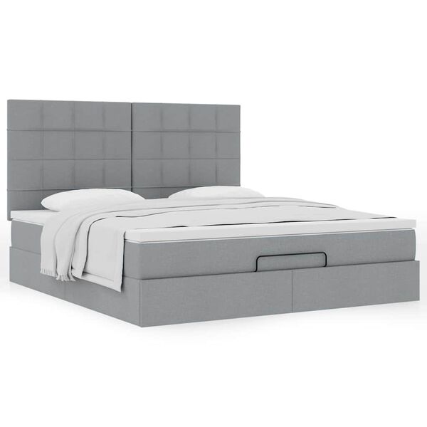 vidaXL Estrutura cama otomana colch&atilde;o 160x200 cm tecido cinzento claro