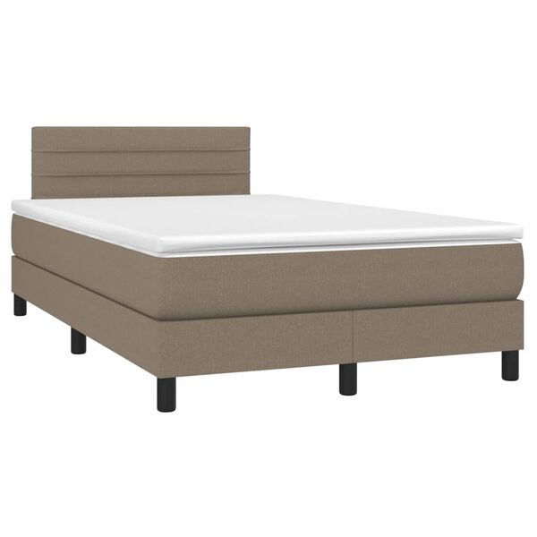 vidaXL Cama box spring colch&atilde;o/LED 120x200cm tecido cinza-acastanhado