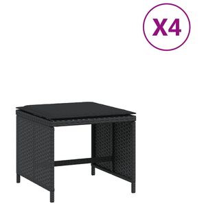 vidaXL Bancos de jardim com almofad&otilde;es 4 pcs 40x40x35 cm vime PE preto