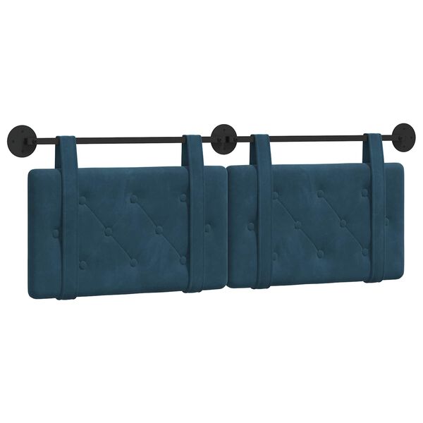 vidaXL Cabeceira Suspensa Azul 130 x 55 x 5 cm Veludo