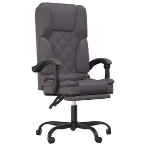 vidaXL Cadeira escrit&oacute;rio massagens reclin&aacute;vel couro artificial cinza