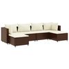 vidaXL 6 pcs conj. lounge jardim c/ almofad&otilde;es 6 pcs vime PE castanho