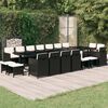 vidaXL 19 pcs conjunto jantar p/ jardim c/ almofad&otilde;es vime PE preto