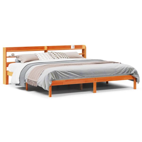 vidaXL Estrutura cama c/ cabeceira 180x200cm pinho maciço castanho-mel