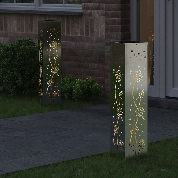 vidaXL Luz Solar LED de Caminho 2 pcs Ferro Enferrujado Galvanizado