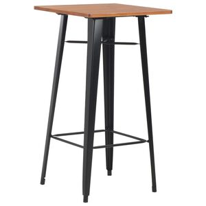 vidaXL Mesa de bar 60x60x108 cm pinho maciço e aço preto