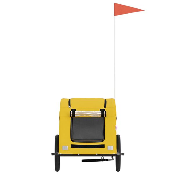 vidaXL Reboque bicicleta p/ animais tecido oxford/ferro amarelo