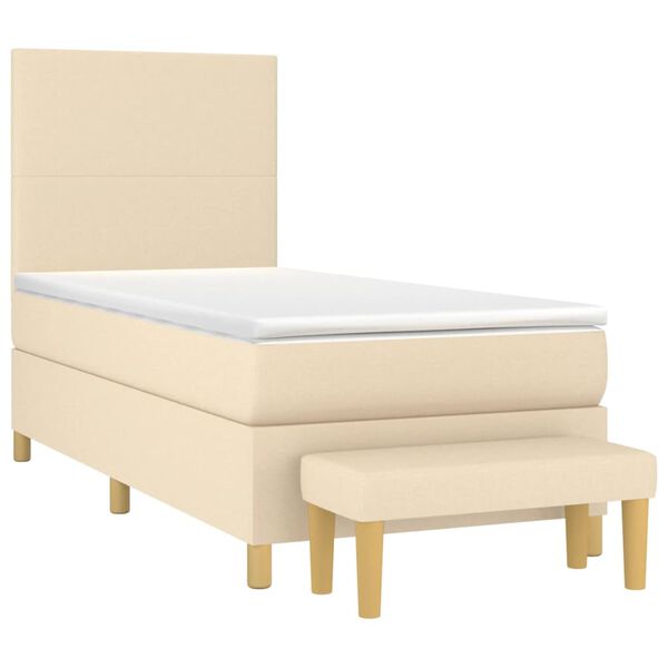 vidaXL Cama com molas/colch&atilde;o 90x190 cm tecido cor creme