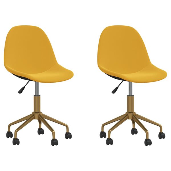 vidaXL Cadeiras de jantar girat&oacute;rias 2 pcs veludo amarelo mostarda