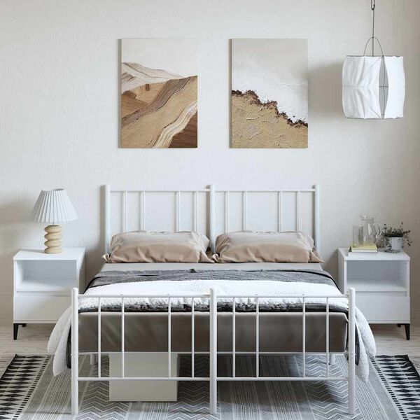 vidaXL Estrutura de cama com cabeceira e pés 150x200 cm metal branco