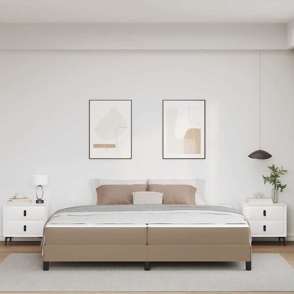 vidaXL Estrutura da Cama com colch&atilde;o Cappuccino 200 x 200 cm tecido