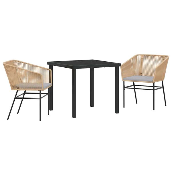 vidaXL Conjunto de Jantar para Jardim com almofada 3 pcs Castanho