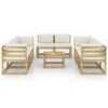 vidaXL Conj. lounge de jardim 9 pcs com almofad&otilde;es pinho impregnado