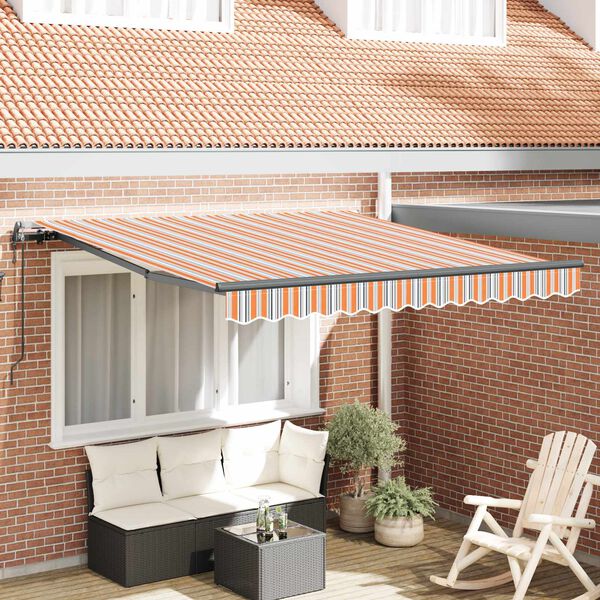 vidaXL Toldo Retr&aacute;til Multicolor 300 x 250 cm Tecido e Alum&iacute;nio