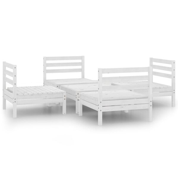 vidaXL 5 pcs conjunto lounge de jardim pinho maci&ccedil;o branco