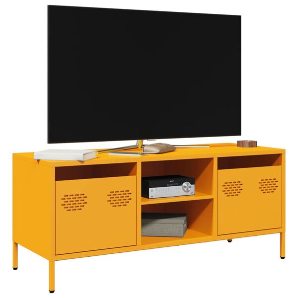 vidaXL Móvel TV 101,5x39x43,5 cm aço laminado a frio amarelo mostarda