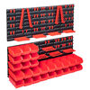 vidaXL 103 pcs kit caixas arruma&ccedil;&atilde;o c/ pain&eacute;is parede vermelho e preto