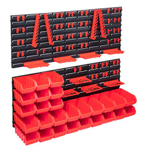 vidaXL 103 pcs kit caixas arruma&ccedil;&atilde;o c/ pain&eacute;is parede vermelho e preto