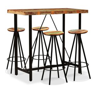 vidaXL Conjunto de bar 5 pcs madeira recuperada maci&ccedil;a