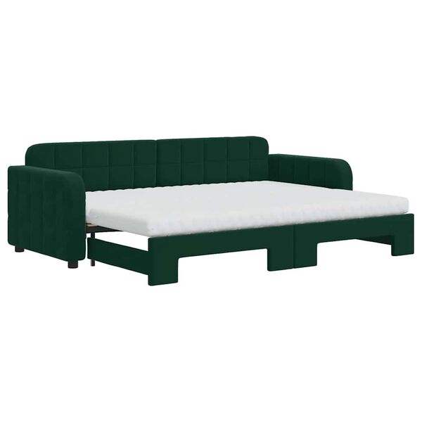 vidaXL Sof&aacute;-cama c/ gavet&atilde;o e colch&otilde;es 80x200cm veludo verde-escuro