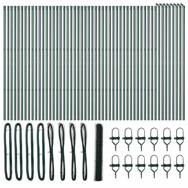 vidaXL Poste de Cerca Verde 100 x 1,2 m (malha de 36 mm) A&ccedil;o e PVC