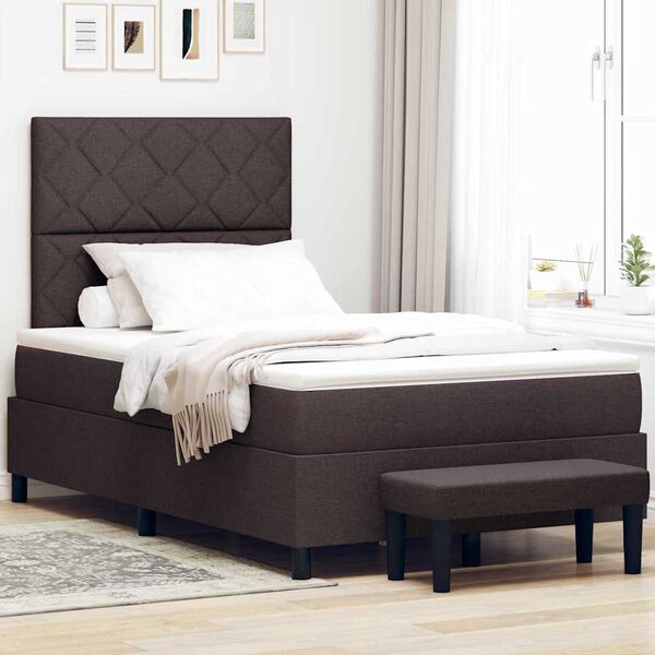 vidaXL Cama Box com cabeceira Marrom Escuro 120 x 200 cm tecido