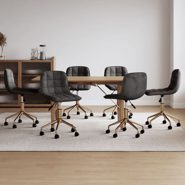 vidaXL Cadeiras de jantar girat&oacute;rias 6 pcs veludo cinzento-escuro