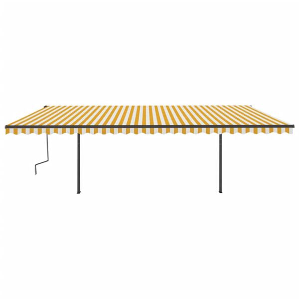 vidaXL Toldo retr&aacute;til manual com LED 6x3 m amarelo e branco