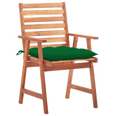 vidaXL Cadeiras de jantar p/ jardim 2 pcs c/ almofadões acácia maciça