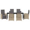 vidaXL Conjunto de Jantar para Jardim com almofada 7 pcs Bege vime PE