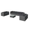 vidaXL 9 pcs conjunto lounge de jardim c/ almofad&otilde;es vime PE cinzento