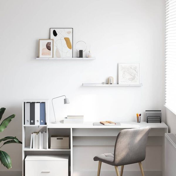 vidaXL Prateleira de Parede 2 pcs M&aacute;rmore Branco 80 x 9 x 3 cm