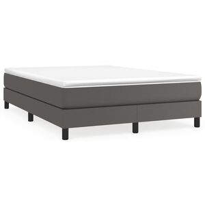 vidaXL Estrutura de cama com molas 140x190 cm couro artificial cinzento