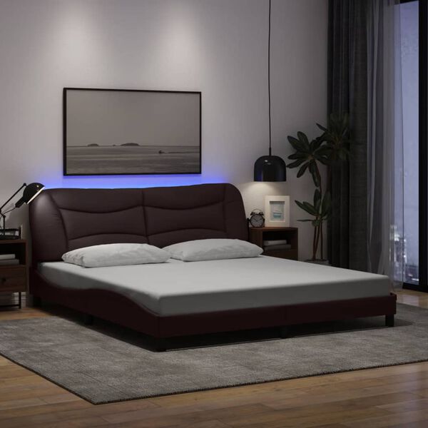 vidaXL Estrutura de cama com LED sem colch&atilde;o Hvar 180x200 cm tecido
